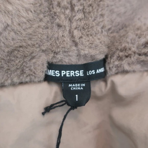 James Perse Faux Fur Coat Brown Size 1 Hooded Jacket - Picture 5 of 7